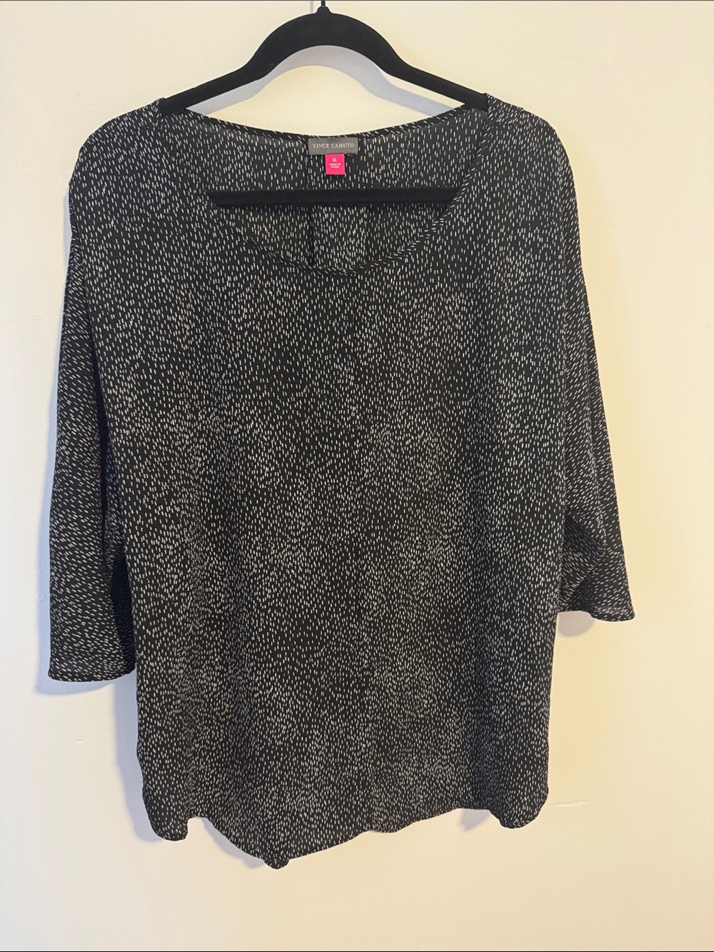Vince Camuto Black and White Speckle Scoop Neck Top